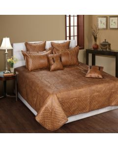 The Vegan Leather Rust Bed Spreads King Size bedcoves 2.28 mtr x 2.50 mtr & 2 P. Cover 45Cm X 68Cm