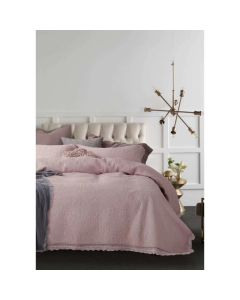 Palmeria Pink Quilted Bed Spread King Size bedcoves 2.28 mtr x 2.50 mtr & 2 P. Cover 45Cm X 68Cm