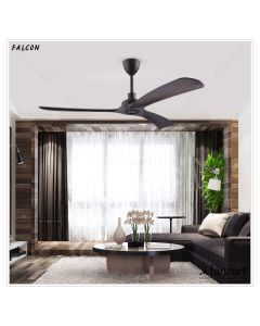 Falcon- 52″ Contemporary fan with 3x Original Platane Wood Blades in Dark Coffee finish, Whisper-Quiet BLDC Motor, Summer-Winter Feature, Remote Control