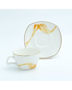 Fancy Wave Gold Tea Cup & Saucer