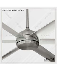 Grand Master Hexa- 93″ Refined Industrial HVLS Fan with 6 x Aluminium Silver Grey blades, BLDC motor, Summer-Winter Feature and Remote Control