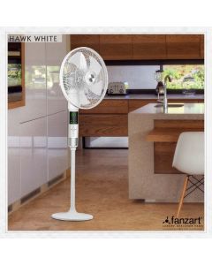 Hawk White – Pedestal Fan with ECO Feature, 360° Oscillation, Remote Control