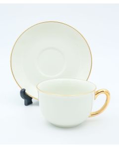 Ivory Gold Handle Tea Cup & Saucer