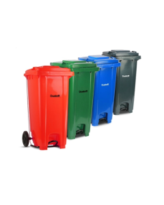 Dustoff Garbage Bin with Wheels & Pedal 120 Litre Inox