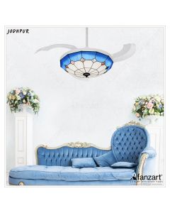 Jodhpur – 42″ Fandelier Fan with 3 Premium ABS Blades in Matte white, Ocean Blue Finish, Whisper-Quiet BLDC Motor, Multi-colour LED, Summer-Winter Feature, Remote Control