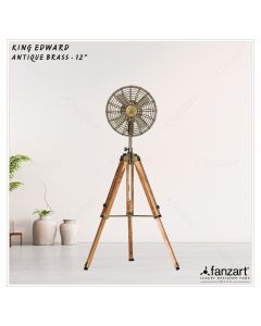 King Edward – 12″ Antique Tripod Fan in Antique Brass Finish, 90° Oscillation, Adjustable Fan Height and Whisper Quiet Technology