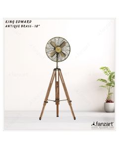 King Edward – 18″ Antique Tripod Fan in Antique Brass Finish, 90° Oscillation, Adjustable Fan Height and Whisper Quiet Technology