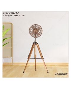 King Edward – 12″ Antique Tripod Fan in Copper Finish, 90° Oscillation, Adjustable Fan Height and Whisper Quiet Technology