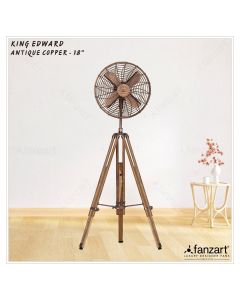 King Edward – 18″ Antique Tripod Fan in Copper Finish, 90° Oscillation, Adjustable Fan Height and Whisper Quiet Technology
