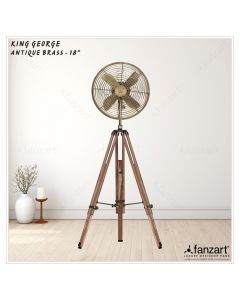 King George – 18″ Antique Tripod Fan in Antique Brass Finish, 90° Oscillation, Adjustable Fan Height and Whisper Quiet Technology