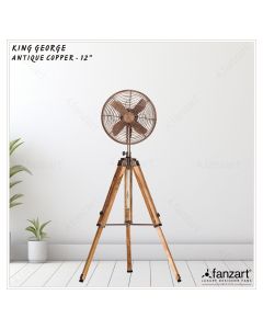King George – 12″ Antique Tripod Fan in Copper Finish, 90° Oscillation, Adjustable Fan Height and Whisper Quiet Technology