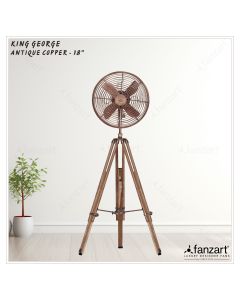 King George – 18″ Antique Tripod Fan in Copper Finish, 90° Oscillation, Adjustable Fan Height and Whisper Quiet Technology
