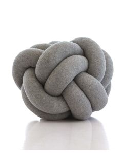 Nodo Cotton Knitted Decorative Grey Color 11 x 11 Inches Knot Pillow - Pluchi