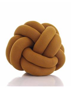 Nodo Cotton Knitted Decorative Mustard Color 11 x 11 Inches Knot Pillow