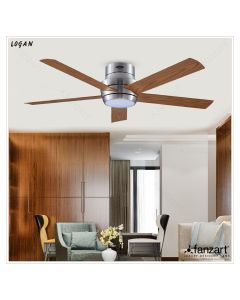 Logan Ash Brown- 52″ Hugger fan with 5x Premium ABS Blades in Ash Brown finish, Whisper-Quiet BLDC Motor, Multi-colour LED, Summer-Winter Feature, Remote Control