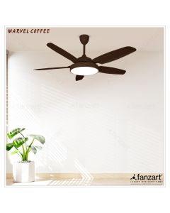 Marvel Coffee – 54″ Simply Modern Fan with 5 ABS Blades in Matte Coffee Finish, Whisper-Quiet Technology, 36W Multi-colour LED, Remote Control