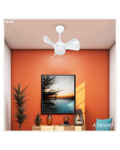 Mini White- 23″ Modern fan with 3x Premium ABS Blades in Matte White finish, Whisper-Quiet BLDC Motor, Multi-colour LED, Summer-Winter Feature, Remote Control