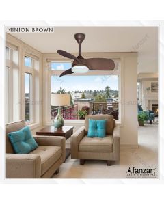 Minion – 28″ Modern Wooden Fan with 3 x ABS Walnut finish blades, BLDC motor, Summer-Winter Feature, Multi Coloured LED and Remote Control