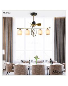 Mirage: 20″ Fandelier ® fan with 3x Aluminium Blades in Antique Brass finish, Whisper-Quiet BLDC Motor, Multi-colour LED, Summer-Winter Feature, Remote Control