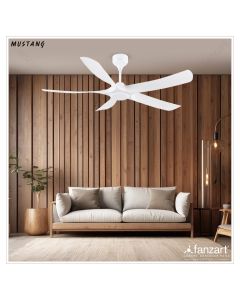 Mustang – 56″ Simply Modern Fan with 5 ABS Blades in Matte White Finish, Whisper – Quiet BLDC Motor, Summer – Winter Feature, Remote Control