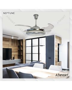 Baby Neptune – 32″ Modern fan with 4 x ABS transparent retractable blades, Multi Coloured LED and Remote Control