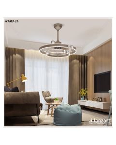 Nimbus Beach Brown – 22″ Fandelier Fan with 6 High-Quality ABS Blades in Beach Brown Finish, Whisper-Quiet BLDC Motor, 120W Multi-colour LED, Summer-Winter Feature, Remote Control