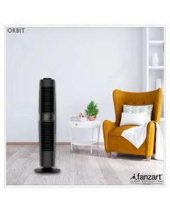 Orbit – Bladeless Tower fan with Built-in Dust Filter, 360° Manual Rotation and 90° Oscillation, Smart Touch LED Control Panel, Multi-directional Air flow with Remote Control