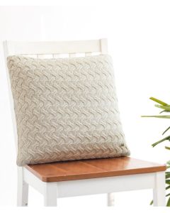 Criss Cross Cotton Knitted Decorative Natural Color 18 x 18 Inches Cushion Cover