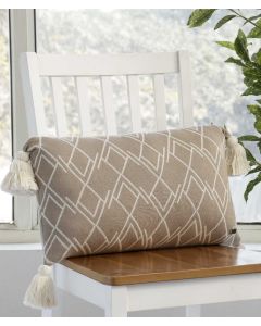 Gianna Cotton Knitted Decorative Stone & Natural Color 12 x 20 Inches Pillow Covers