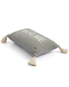 Hug Me Cotton Knitted Decorative Light Grey Color 12 x 20 Inches Pillow Covers  - Pluchi