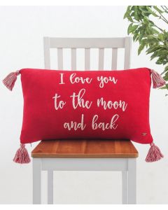 I Love You To The Moon & Back Cotton Knitted Decorative Red Color 16 x 24 Inches Pillow Covers - Pluchi