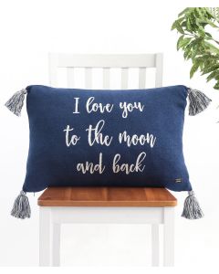 I Love You To The Moon & Back Cotton Knitted Decorative Navy Color 16 x 24 Inches Pillow Covers - Pluchi