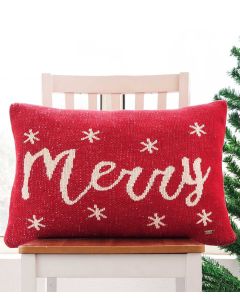 Merry Cotton Knitted Decorative Red Color 16 x 24 Inches Pillow Covers - Pluchi