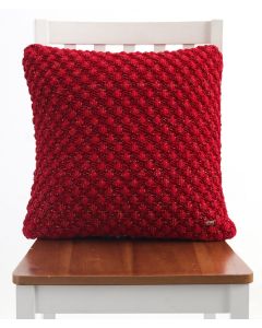 Popcorn Cotton Knitted Decorative Red Color With Gold Metallic Thread 18 x 18 Inches Cushion Cover - Pluchi