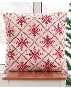 Red Star Cotton Knitted Decorative Natural & Red Color 20 x 20 Inches Cushion Cover - Pluchi