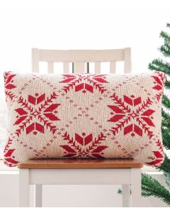 Snowflakes Cotton Knitted Decorative Natural & Red Color 16 x 24 Inches Pillow Covers - Pluchi