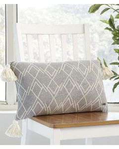 Gianna Cotton Knitted Decorative Light Grey & Natural Color 12 x 20 Inches Pillow Covers