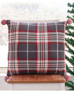 Tartan Plaid Cotton Knitted Decorative Multicolor 20 x 20 Inches Cushion Cover - Pluchi