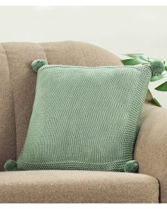 Chunky Knit Cotton Knitted Decorative Green Color 16 x 16 Inches Cushion Cover - Pluchi