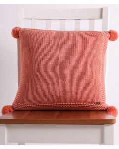 Chunky Knit - Dusty Coral Cotton Knitted Decorative Cushion Cover (16" x 16")
