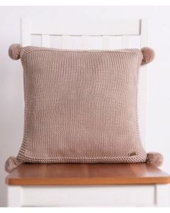 Chunky Knit Cotton Knitted Decorative Stone Color 16 x 16 Inches Cushion Cover