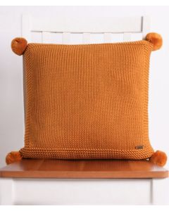 Chunky Knit Cotton Knitted Decorative Mustard Color 16 x 16 Inches Cushion Cover