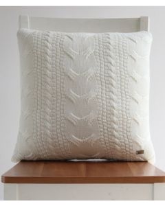 Classical - Ivory Cotton Knitted Decorative Cushion Cover (18" x 18")