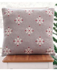 Noella Cotton Knitted Decorative Light Grey, Ivory & Red Color 20 x 20 Inches Cushion Cover - Pluchi