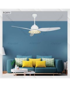 Poppy – 54” Modern fan with 3 x Matte White ABS blades, Multi Coloured LED and Remote control