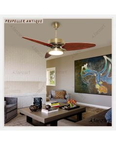 Propeller Antique Brass – 52″ Contemporary fan with 3 x Special Treated Plywood Blades, Multi Coloured LED, BLDC Motor and Remote Control