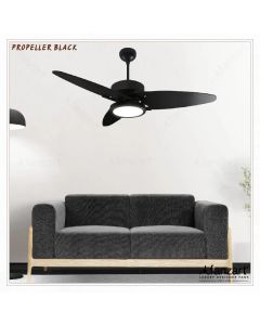 Propeller Matte Black- 52″ Contemporary fan with 3 x Special Treated Reversible Plywood Blades, Multi-Coloured LED, BLDC Motor and Remote Control