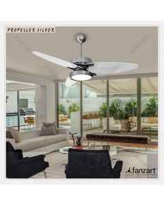 Propeller Silver- 52″ Contemporary fan with 3 x Special Treated Plywood Blades, Multi Coloured LED, BLDC Motor and Remote Control