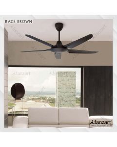 Race Brown (DC) – 52″ Modern fan with 5 x Matte Brown ABS blades, Summer-Winter feature and with Remote Control Integration