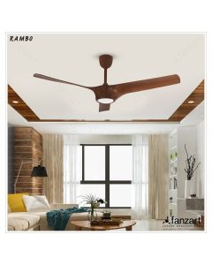 Rambo LED – 60″ Modern Wooden Fan with 3 ABS Blades in Classic Walnut Finish, Whisper-Quiet BLDC Motor, Multi-colour LED, Summer-Winter Feature, Remote Control